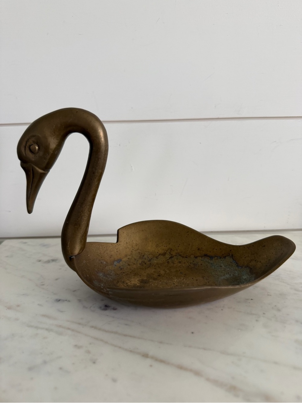 Vintage Solid Brass Swan Dish Tray Made in India